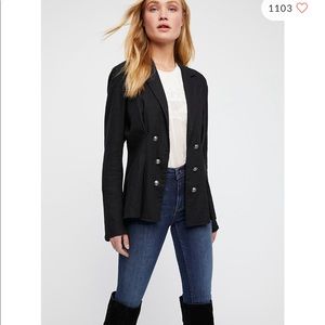 Free People CINCHED WAIST LINEN BLAZER